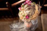 wedding hair style with floral crown