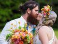 wedding hair style with floral crown