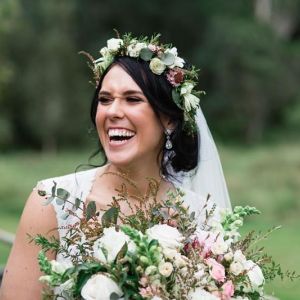 wedding hair style with floral crown