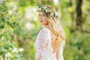 wedding hair style with floral crown